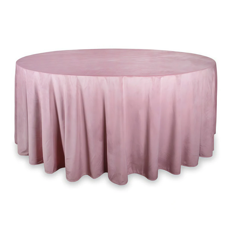 Скатерть круглая бархат пыльно-розовая