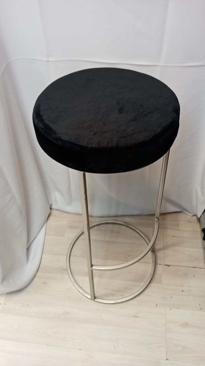 Стул барный серебро, черный бархат