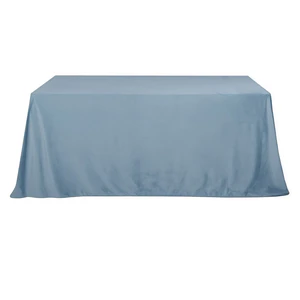 Скатерть бархат пыльно-голубая прямоугольная