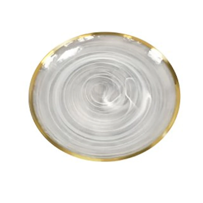 Тарелка сервизная "Белый дым" с золотым кантом