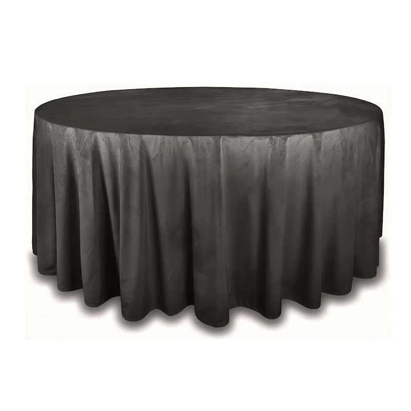 Скатерть круглая бархат графитовая