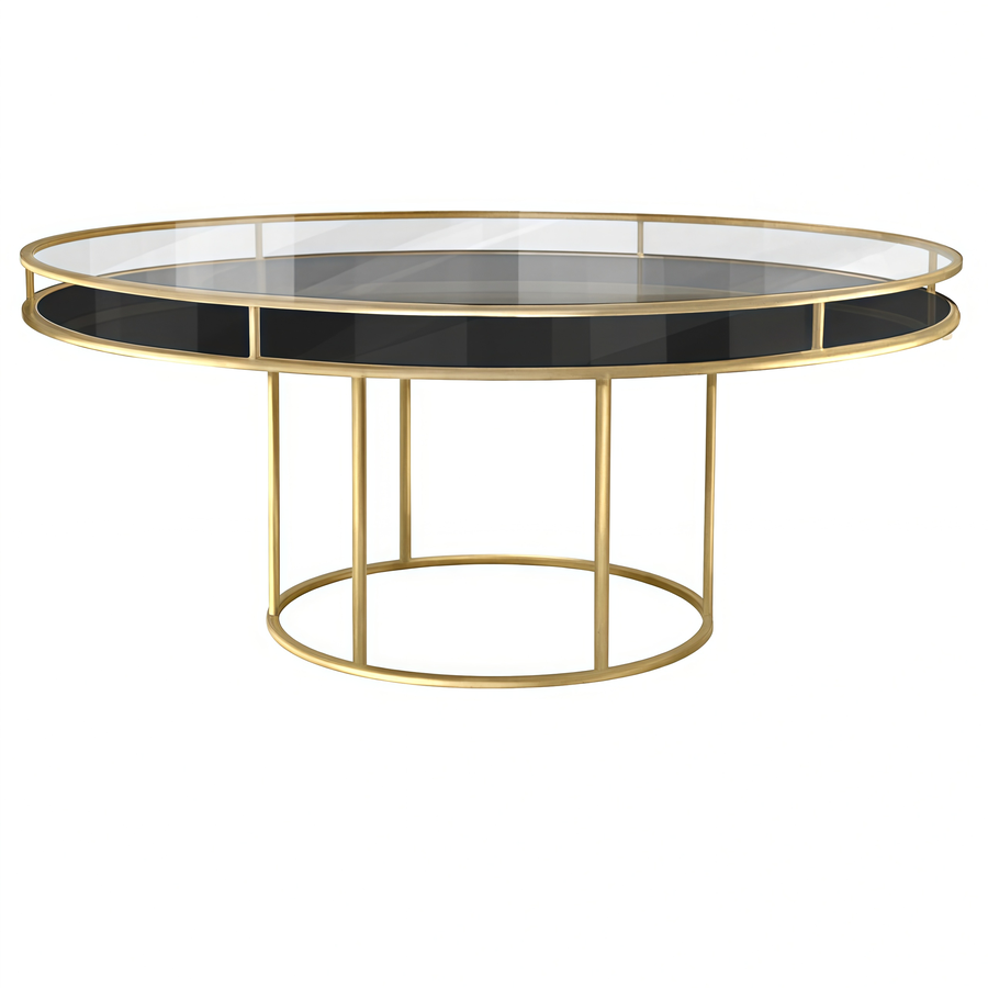 Стол "Лофт" золото, прозрачная столешница, черное подстолье - Фото миниатюра 1