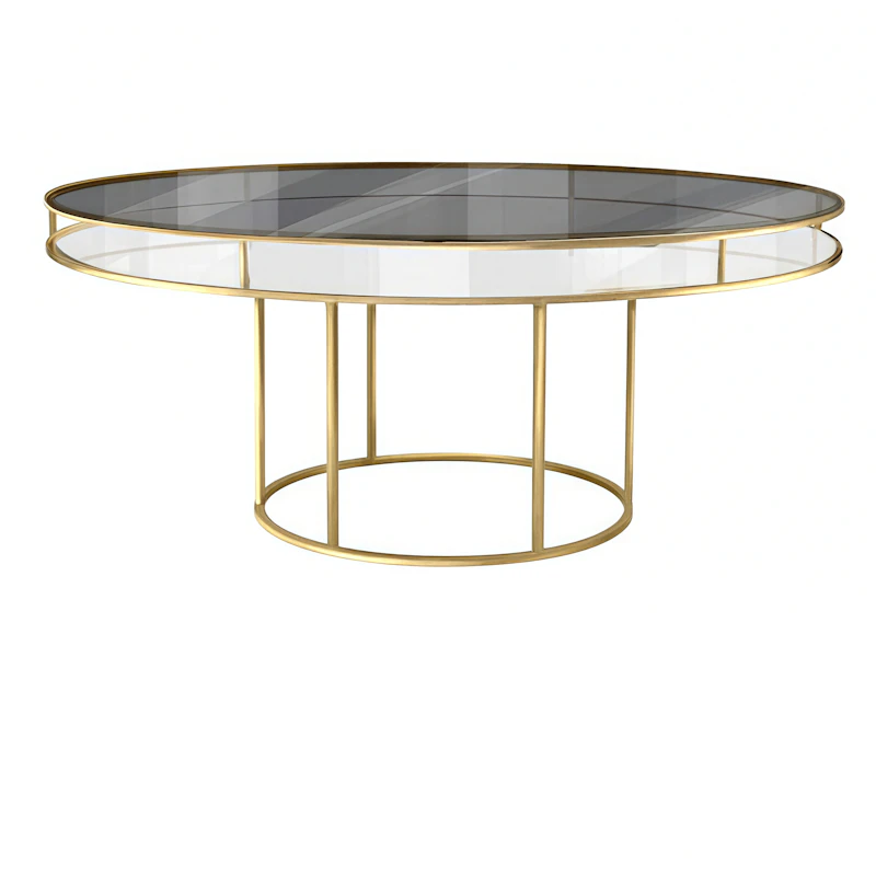 Стол "Лофт" золото, столешница дымчатая, белое подстолье