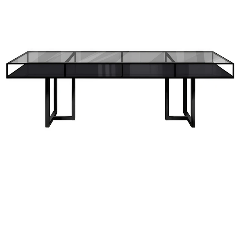 Стол "Лофт Черный", дымчатая столешница, черное подстолье