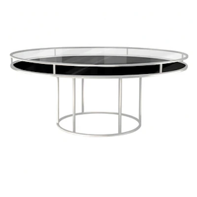 Стол "Лофт" белый, прозрачная столешница, черное подстолье - изображение 1