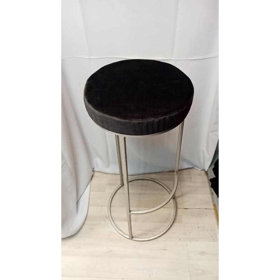 Барный стул серебро, графитовый бархат - Фото миниатюра 2