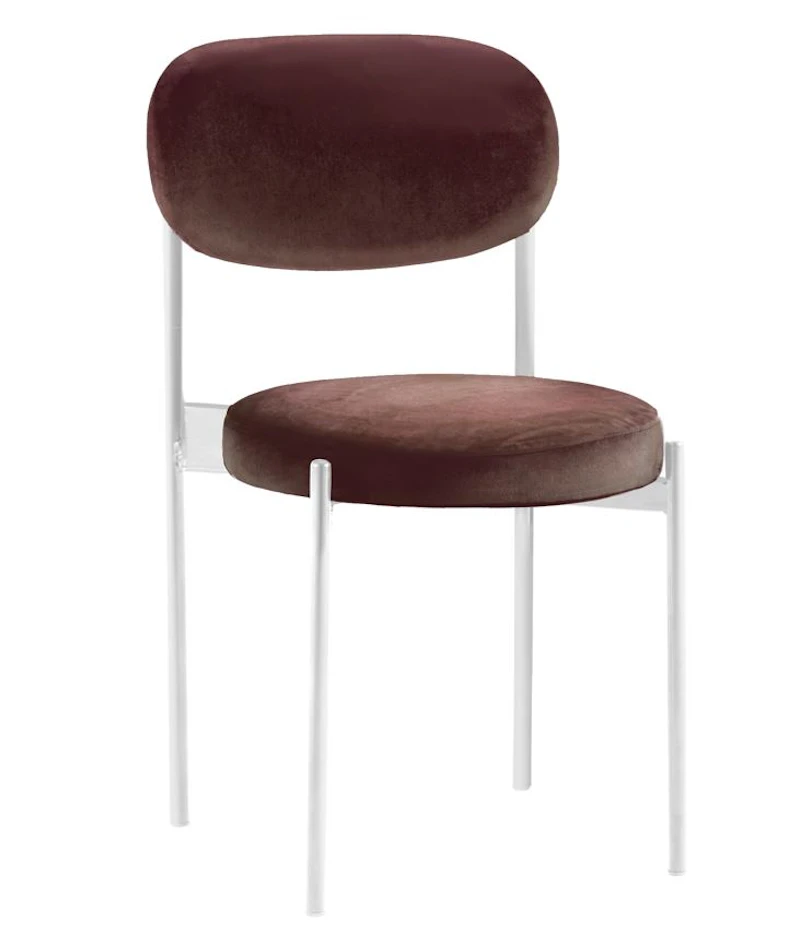 Стул Монако белый, бархат темный шоколад