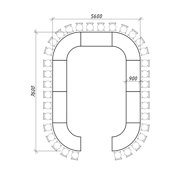 Стол "Орбит"  (4 модуля) кольцо - Фото 2