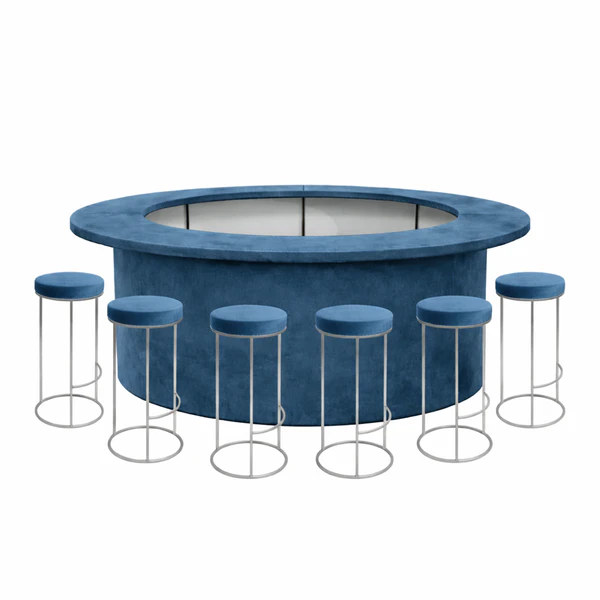 Комплект барной стойки  "Луна" 360  голубой бархат  - Фото 1