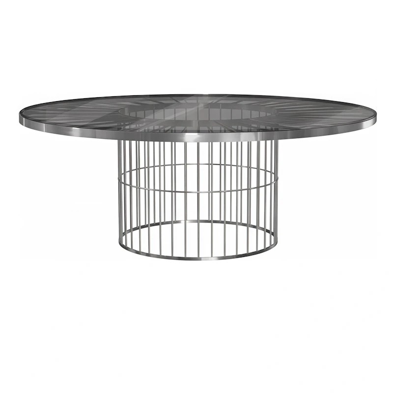 Стол Ферари серебро с дымчатой столешницей