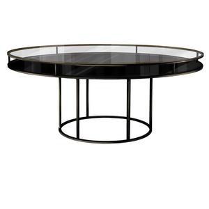 Стол  "Лофт" черный, прозрачная столешница, черное подстолье