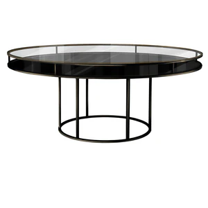 Стол  "Лофт" черный, прозрачная столешница, черное подстолье - Фото 1