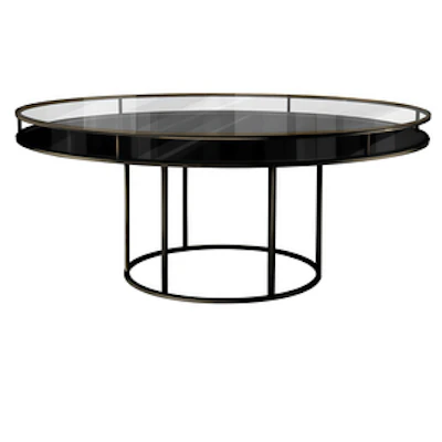 Стол  "Лофт" черный, прозрачная столешница, черное подстолье - изображение 1