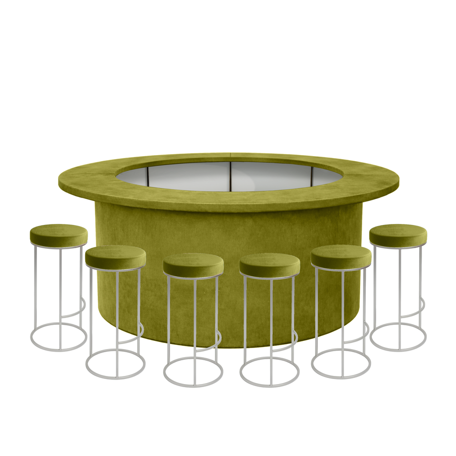 Комплект барной стойки  "Луна" 360  оливковый бархат  - Фото миниатюра 1