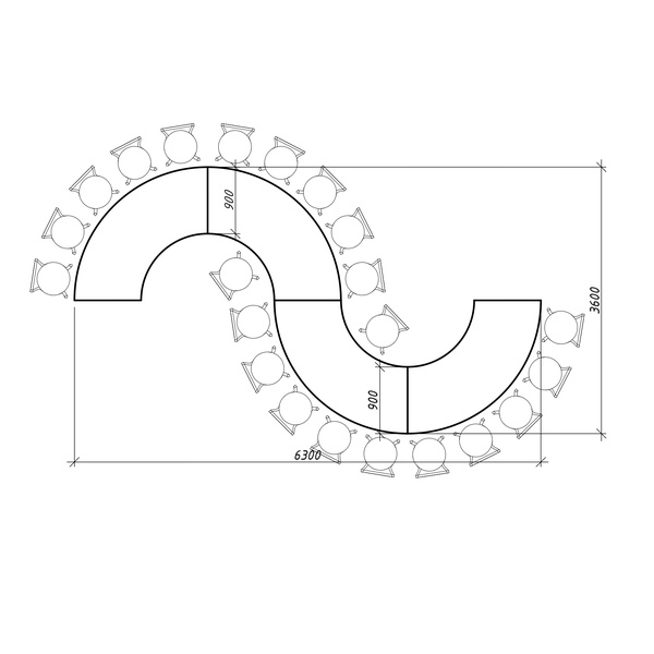 Стол "Орбит"  (4 модуля) кольцо - Фото 3
