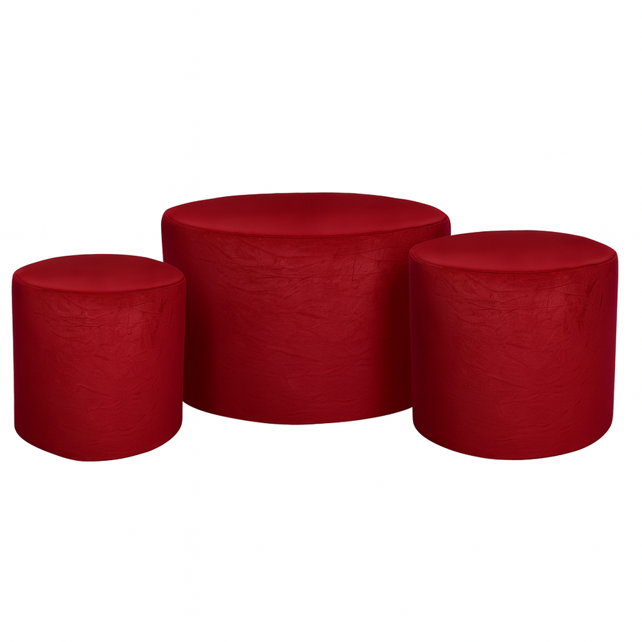 Набор пуфов вишневый цвет  - Фото миниатюра 1