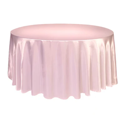 Скатерть круглая, полиэстер глянец, розовый - изображение 1