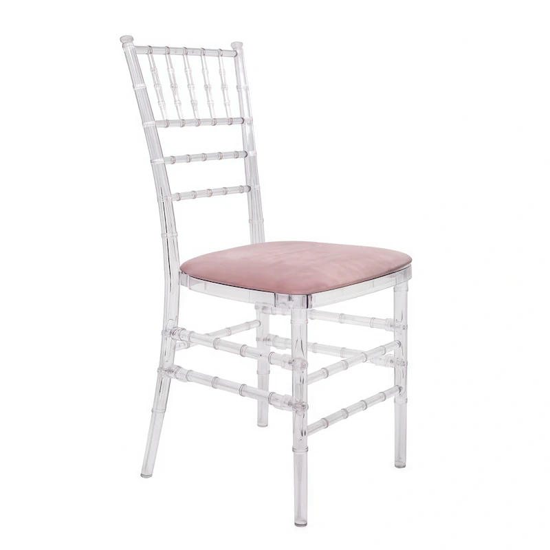 Стул «Тиффани» прозрачный, пастельно-розовый бархат