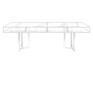 Стол "Лофт белый", прозрачная столешница, белое подстолье