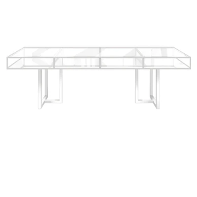 Стол "Лофт белый", прозрачная столешница, белое подстолье - изображение 1