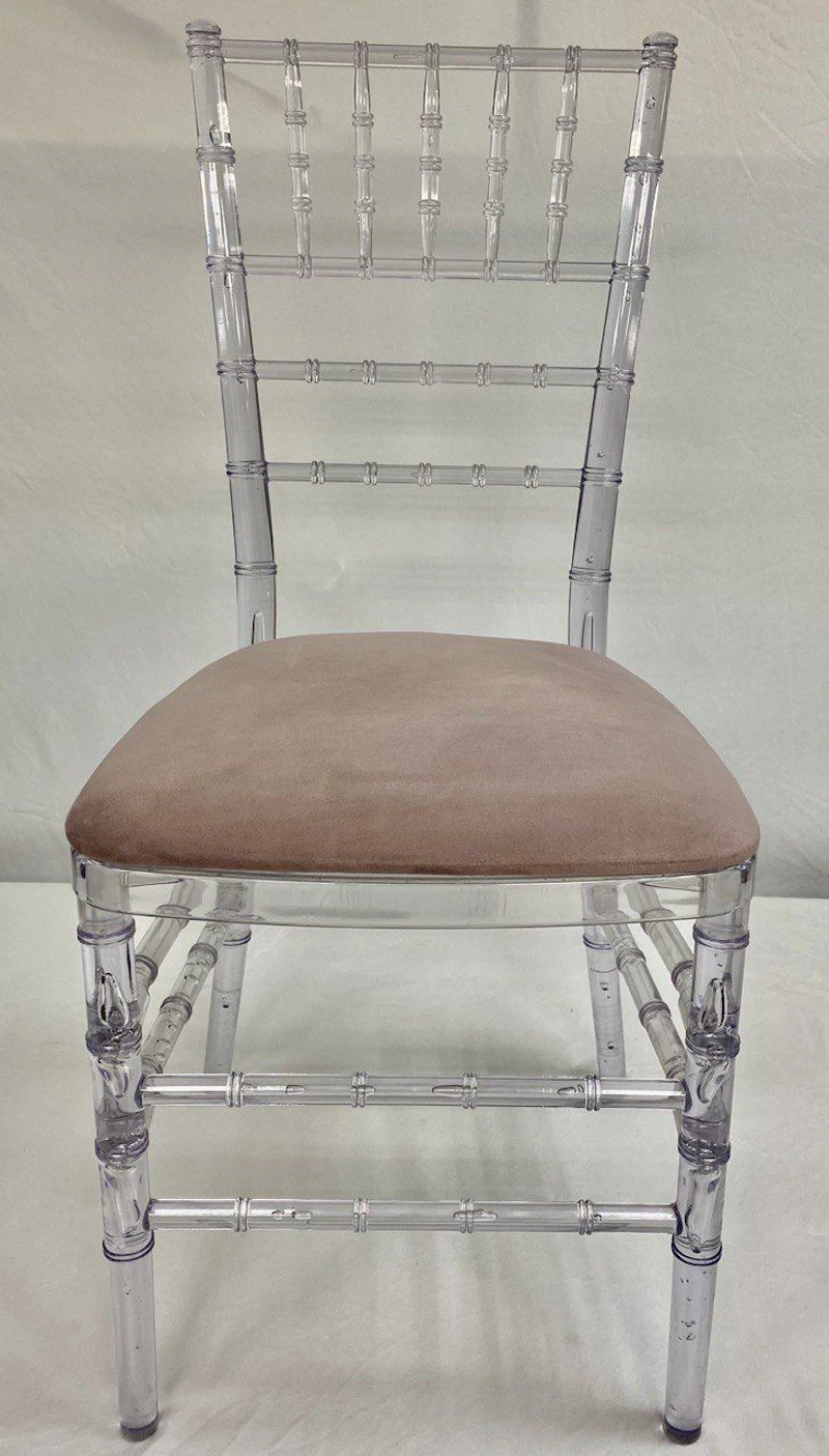 Стул «Тиффани» прозрачный, пастельно-розовый бархат