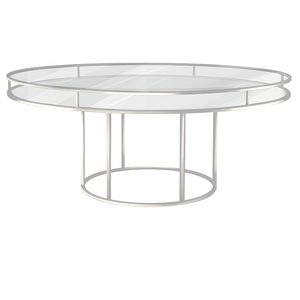 Стол "Лофт" белый, прозрачная столешница, белое подстолье