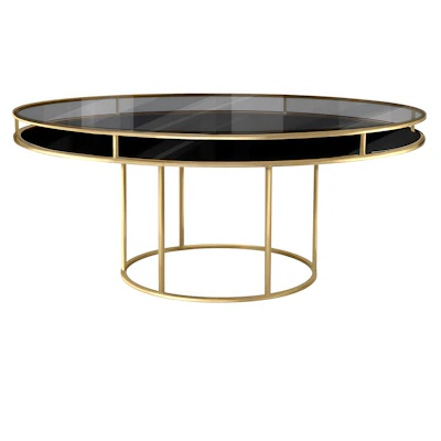 Стол "Лофт" золото, дымчатое стекло, черное подстолье