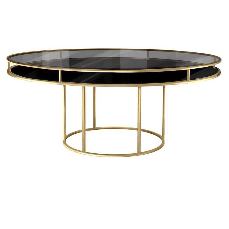 Стол "Лофт" золото, дымчатое стекло, черное подстолье