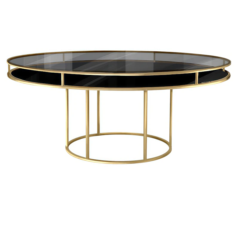 Стол "Лофт" золото, дымчатое стекло, черное подстолье