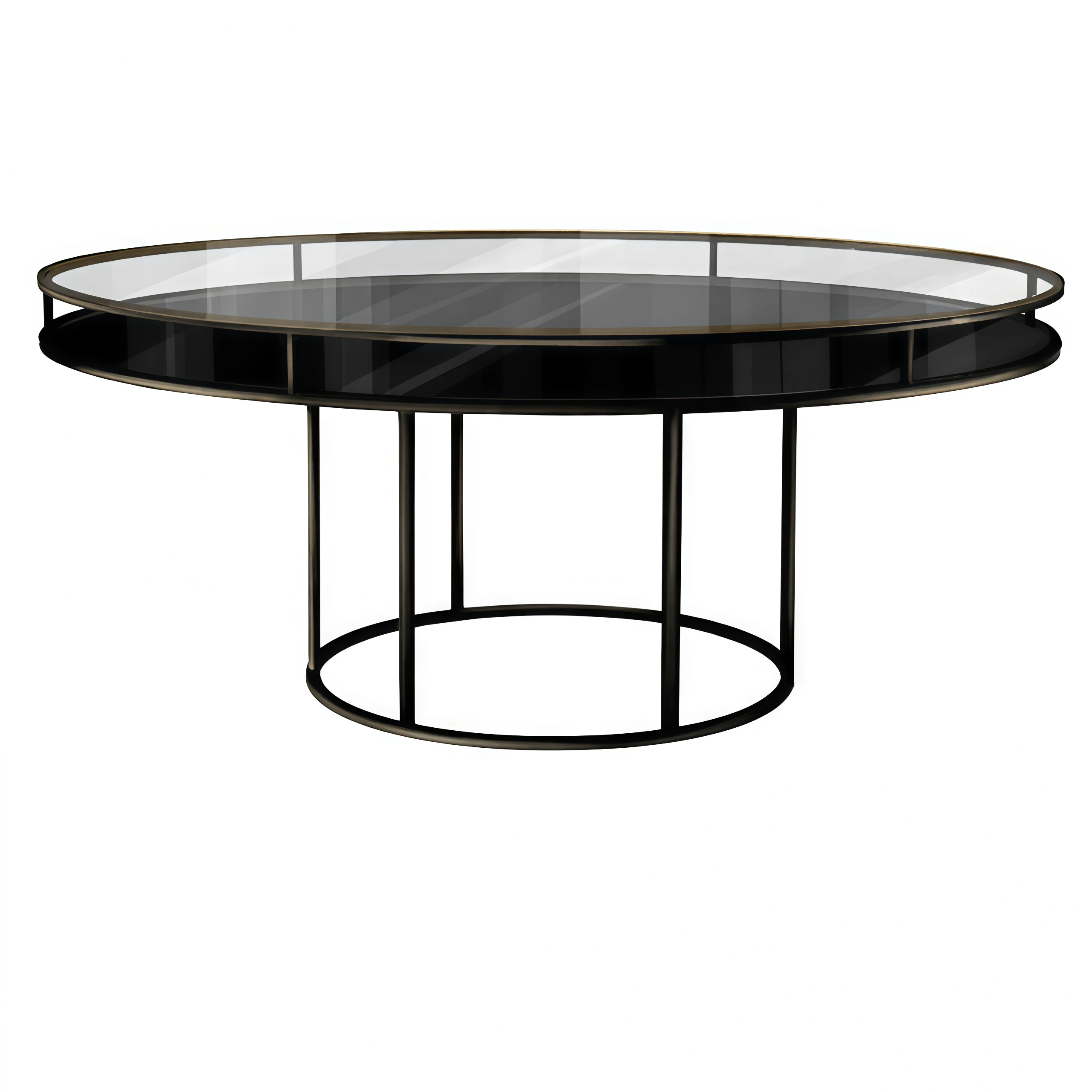 Стол  "Лофт" черный, прозрачная столешница, черное подстолье