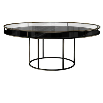 Стол  "Лофт" черный, прозрачная столешница, черное подстолье