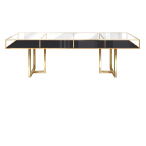 Стол "Лофт Голд", прозрачное стекло, черное подстолье