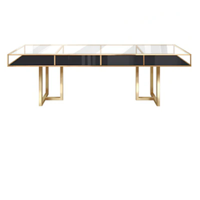 Стол "Лофт Голд", прозрачное стекло, черное подстолье - изображение 1