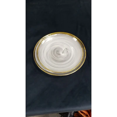 Набор тарелок "Белый дым" с золотым кантом - изображение 4