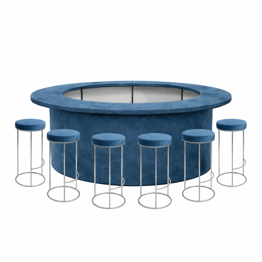Комплект барной стойки  "Луна" 360  голубой бархат  - Фото миниатюра 1