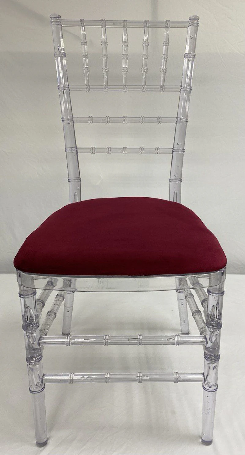 Стул «Тиффани» прозрачный, рубиново-красный бархат