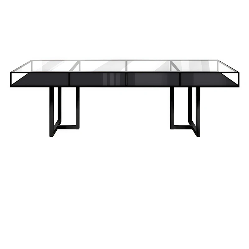 Стол "Лофт Черный", прозрачная столешница, черное подстолье