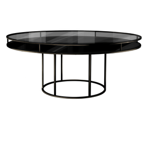 Стол "Лофт" черный, дымчатое стекло, черное подстолье