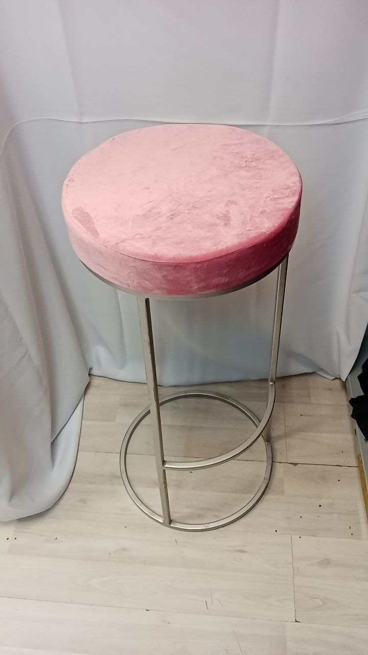  Стул барный золото, пепельно-розовый бархат