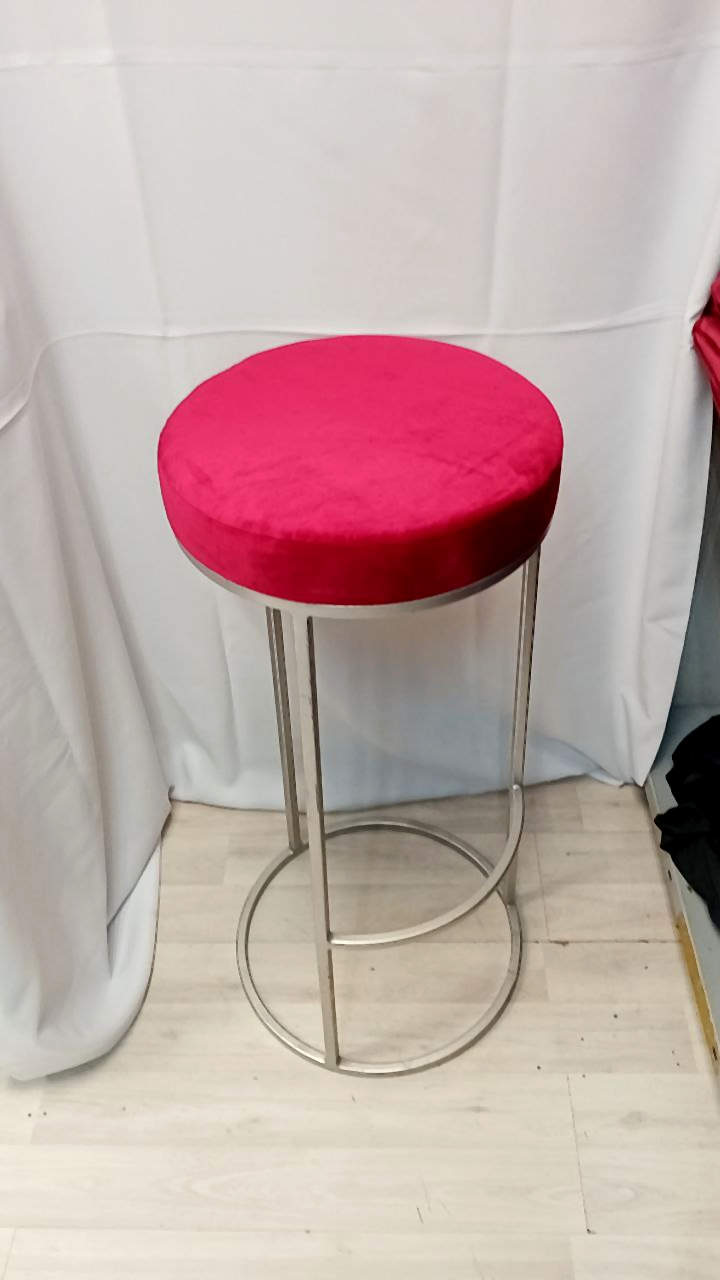 Барный стул серебро-красный