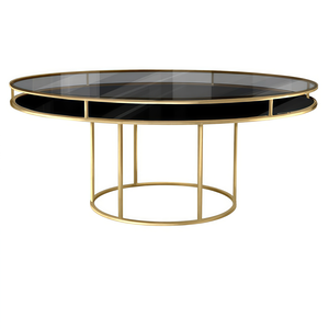 Стол "Лофт" золото, дымчатое стекло, черное подстолье