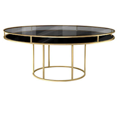Стол "Лофт" золото, дымчатое стекло, черное подстолье - изображение 1