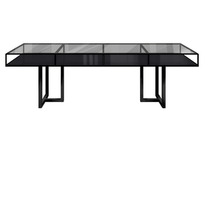 Стол "Лофт Черный", дымчатая столешница, черное подстолье