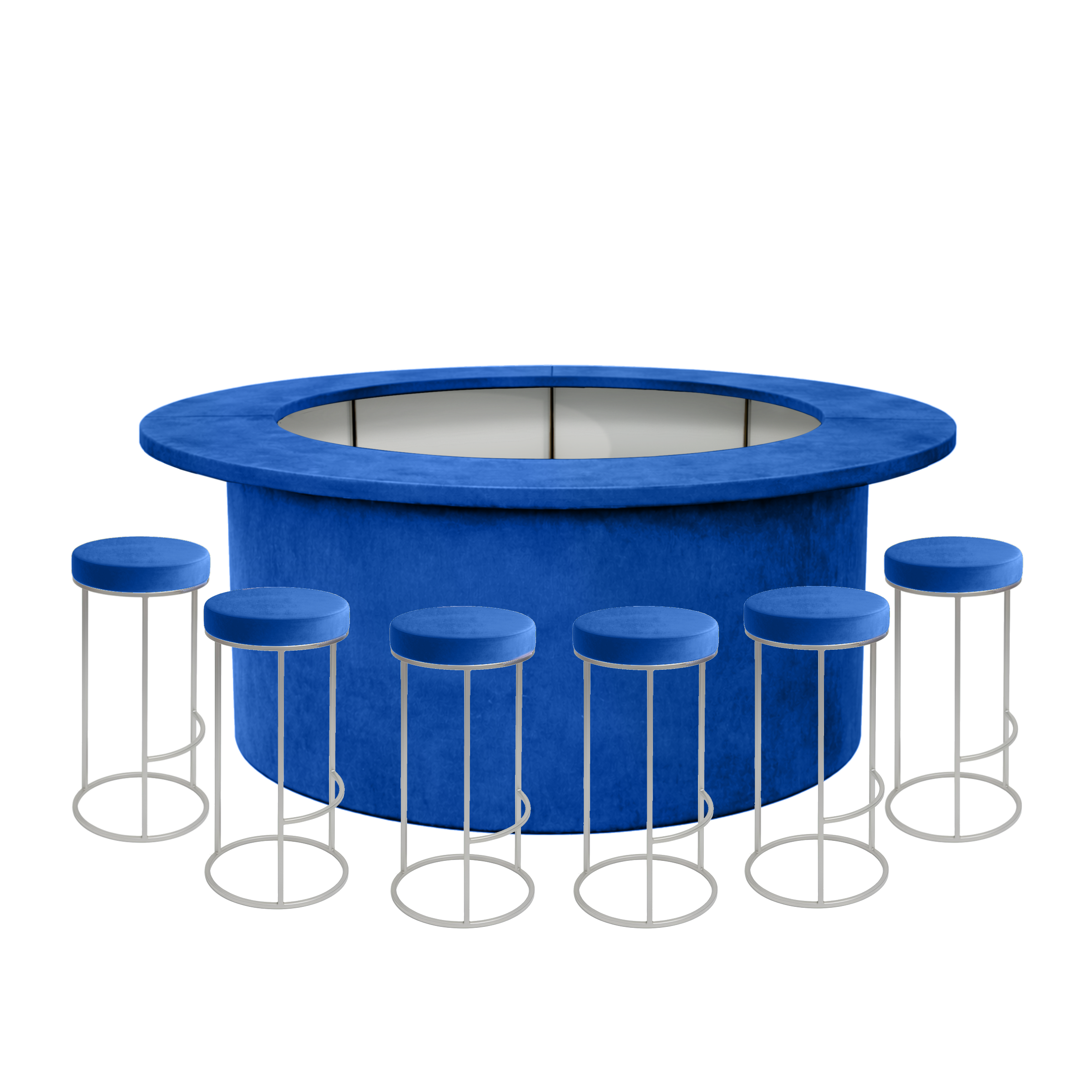 Комплект барной стойки  "Луна" 360  синий бархат