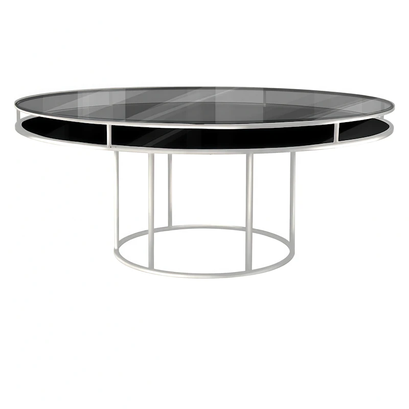 Стол "Лофт" белый, дымчатая столешница, черное подстолье