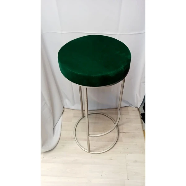 Барный стул серебро, изумрудный бархат - Фото 2