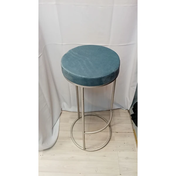 Стул барный серебро, пыльно-голубой бархат - Фото 2