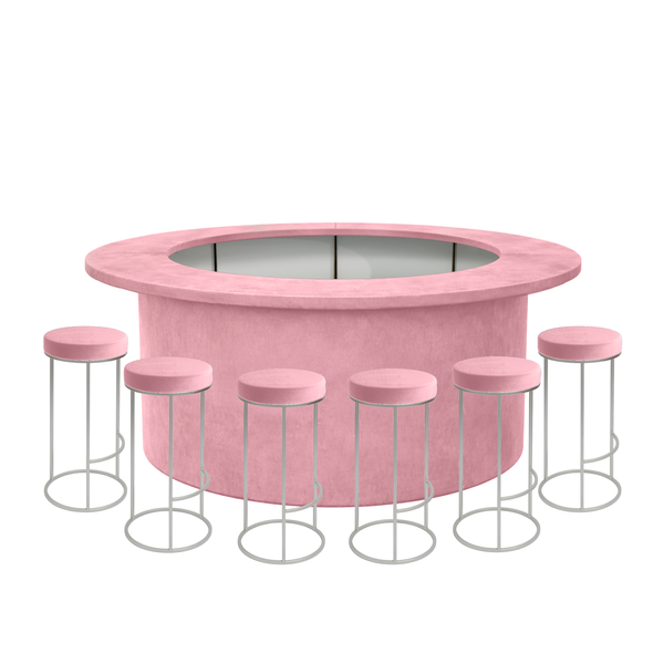 Комплект барной стойки  "Луна" 360  пепельно-розовый бархат 