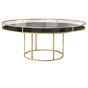 Стол "Лофт" золото, прозрачная столешница, черное подстолье