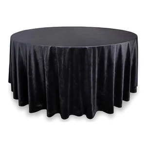 Скатерть круглая бархат Тотал блэк - Фото 1